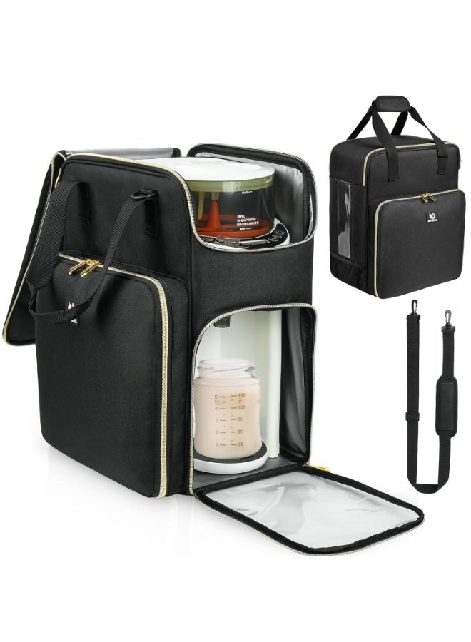 Jaffzora Carrying Case Compatible with Baby Brezza Formula Pro Advanced Formula Dispenser Machine, Insulated Formula Mixer Travel Bag with Shoulder Strap for Baby Essentials, Black - Image 1